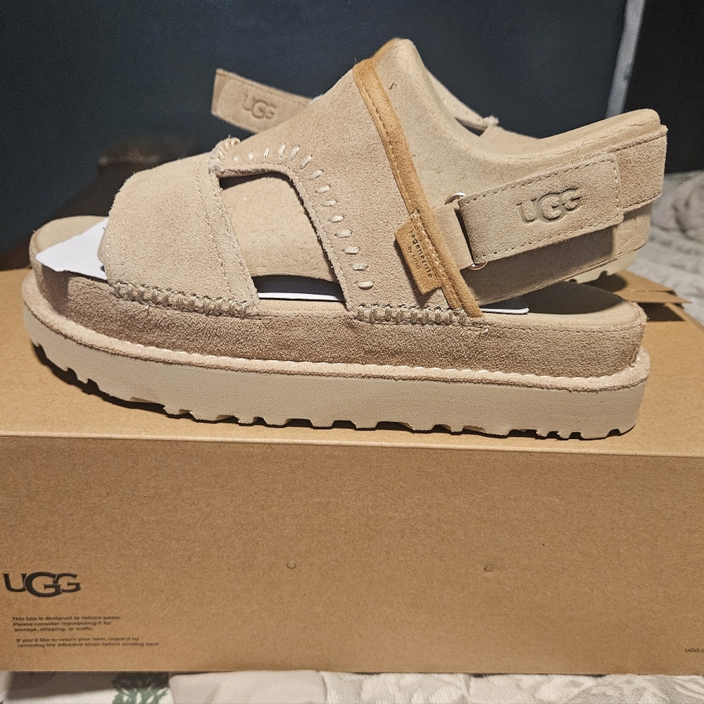 UGG Women's Tan Suede Platform Sandals